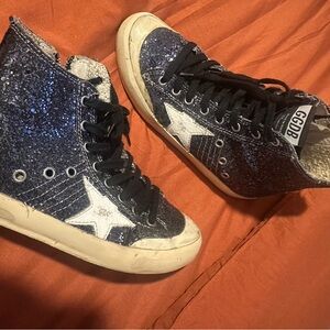 Golden Goose Blue Glitter Sneakers